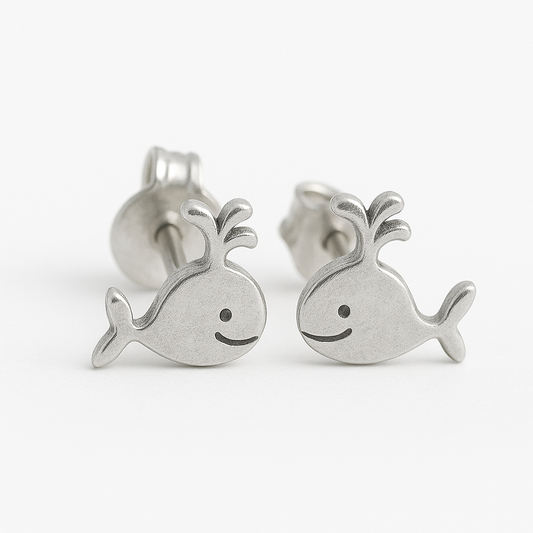 Whale spout Sterling Silver Stud Earrings
