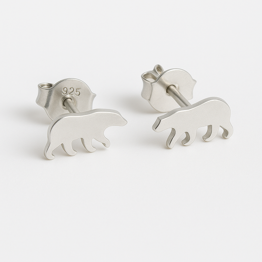 Polar Bear Sterling Silver Stud Earrings