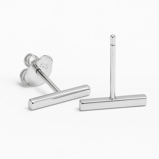 Minimalist Sterling Silver Stick Linear Bar Stud Earrings