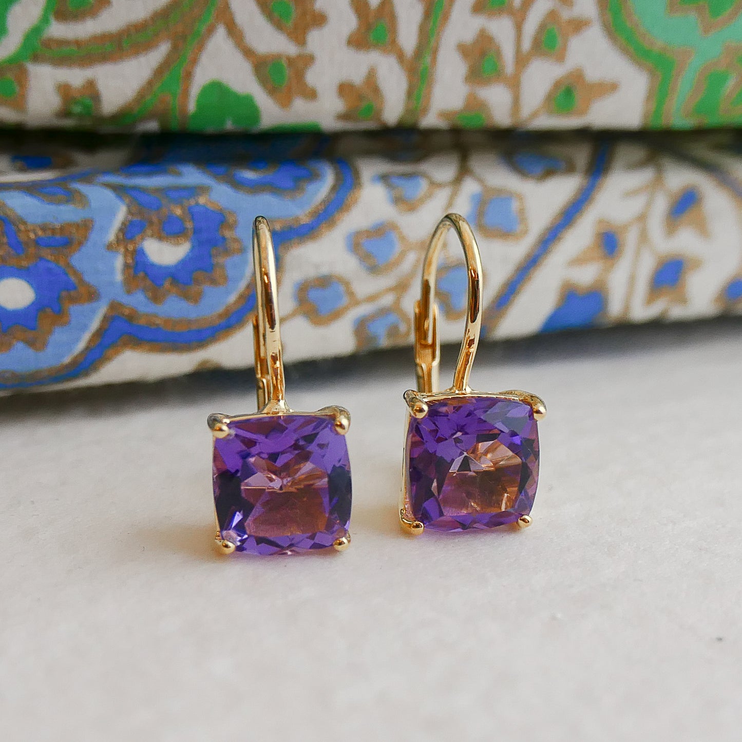 Amethyst Gold Vermeil Leverback Earrings