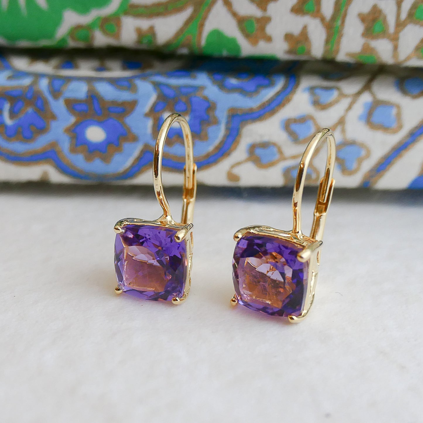 Amethyst Gold Vermeil Leverback Earrings