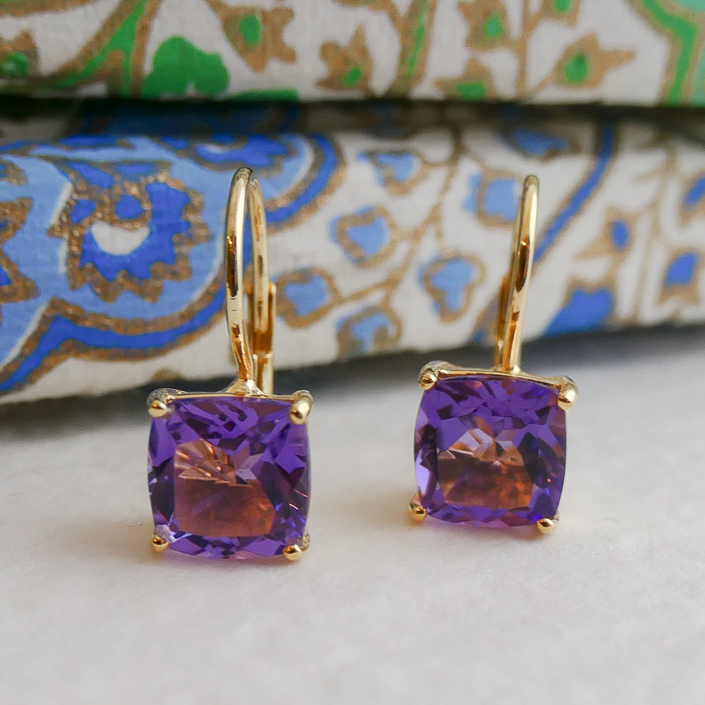 Amethyst Gold Vermeil Leverback Earrings