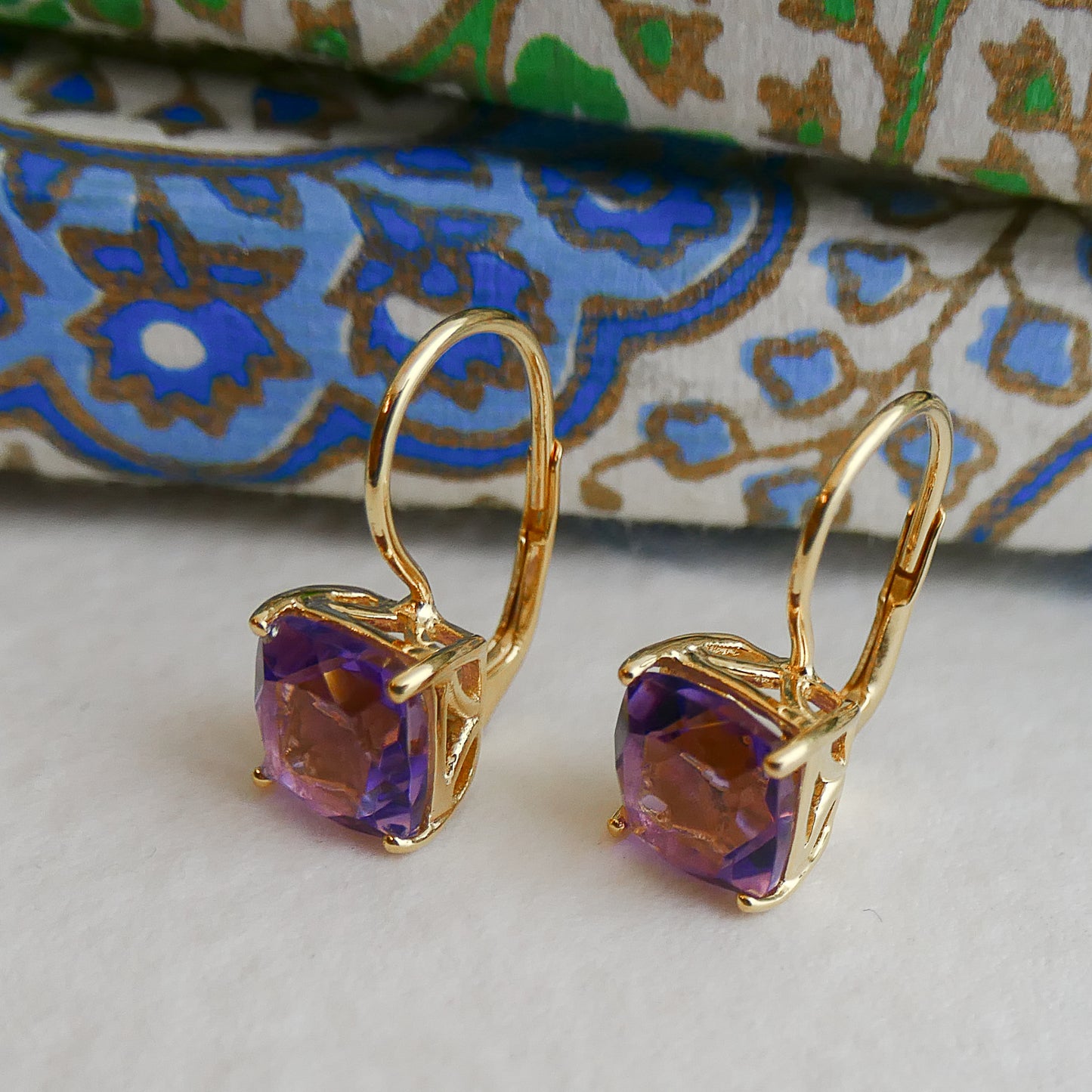 Amethyst Gold Vermeil Leverback Earrings