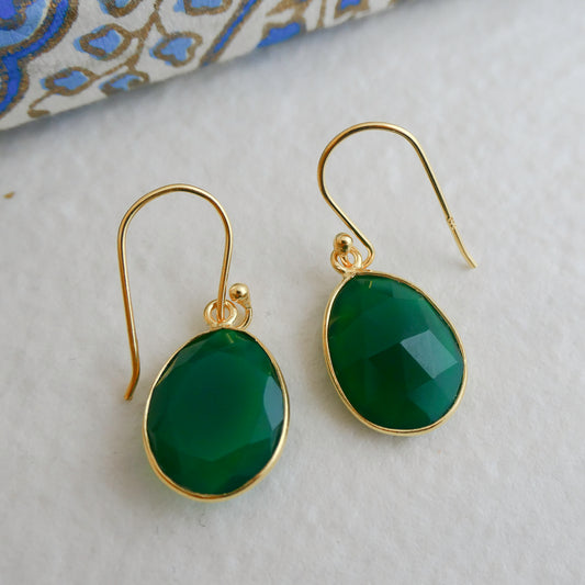 Green Chalcedony Vermeil Drop Earrings