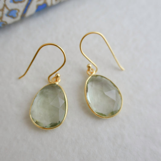 Green Amethyst Vermeil Drop Earrings