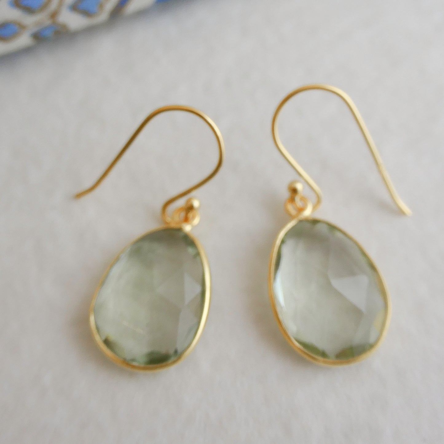 Green Amethyst Vermeil Drop Earrings