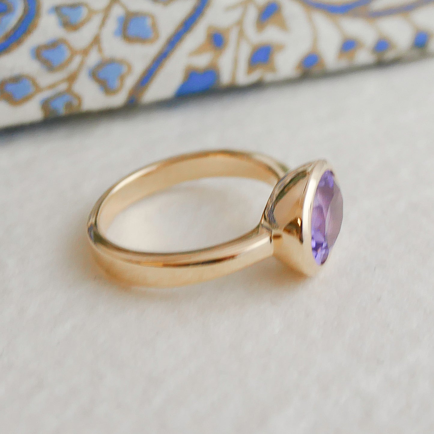 8x10mm Oval Amethyst Gold Plated Sterling Silver Ring