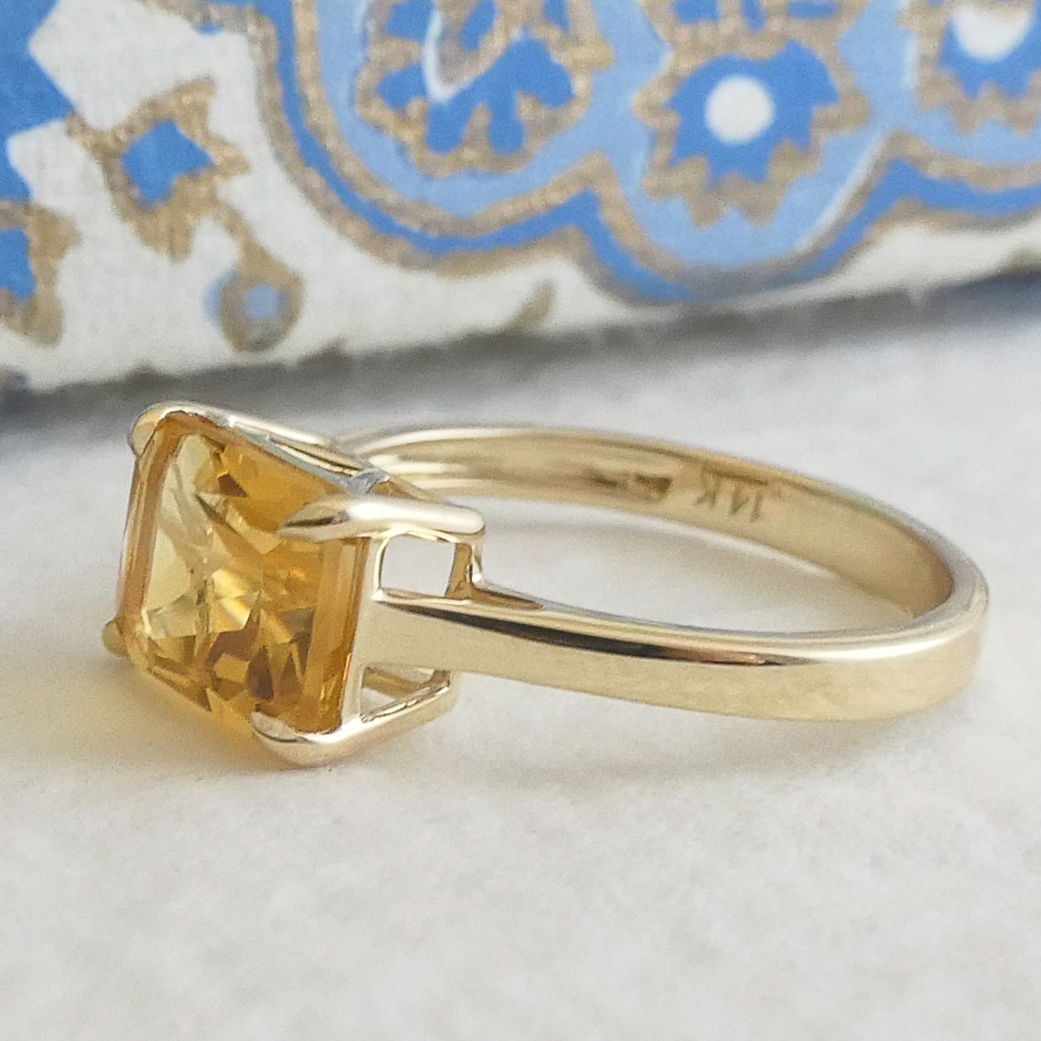 Citrine Baguette 14kt Yellow Gold Ring - Size 7