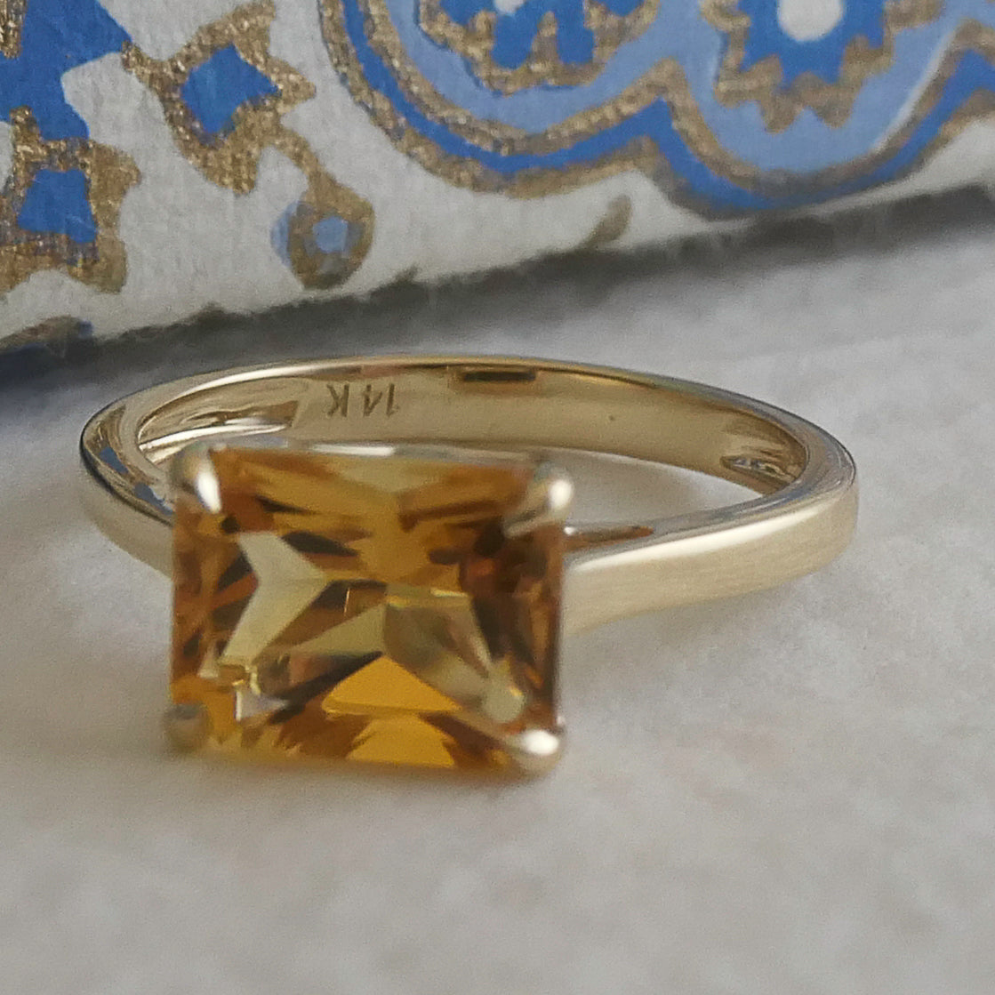 Citrine Baguette 14kt Yellow Gold Ring - Size 7