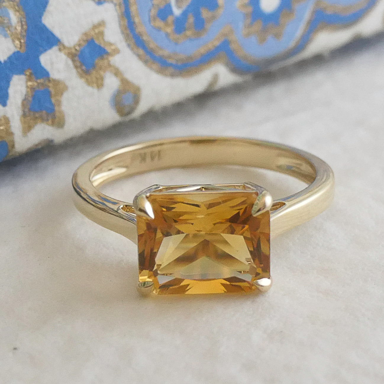 Citrine Baguette 14kt Yellow Gold Ring - Size 7