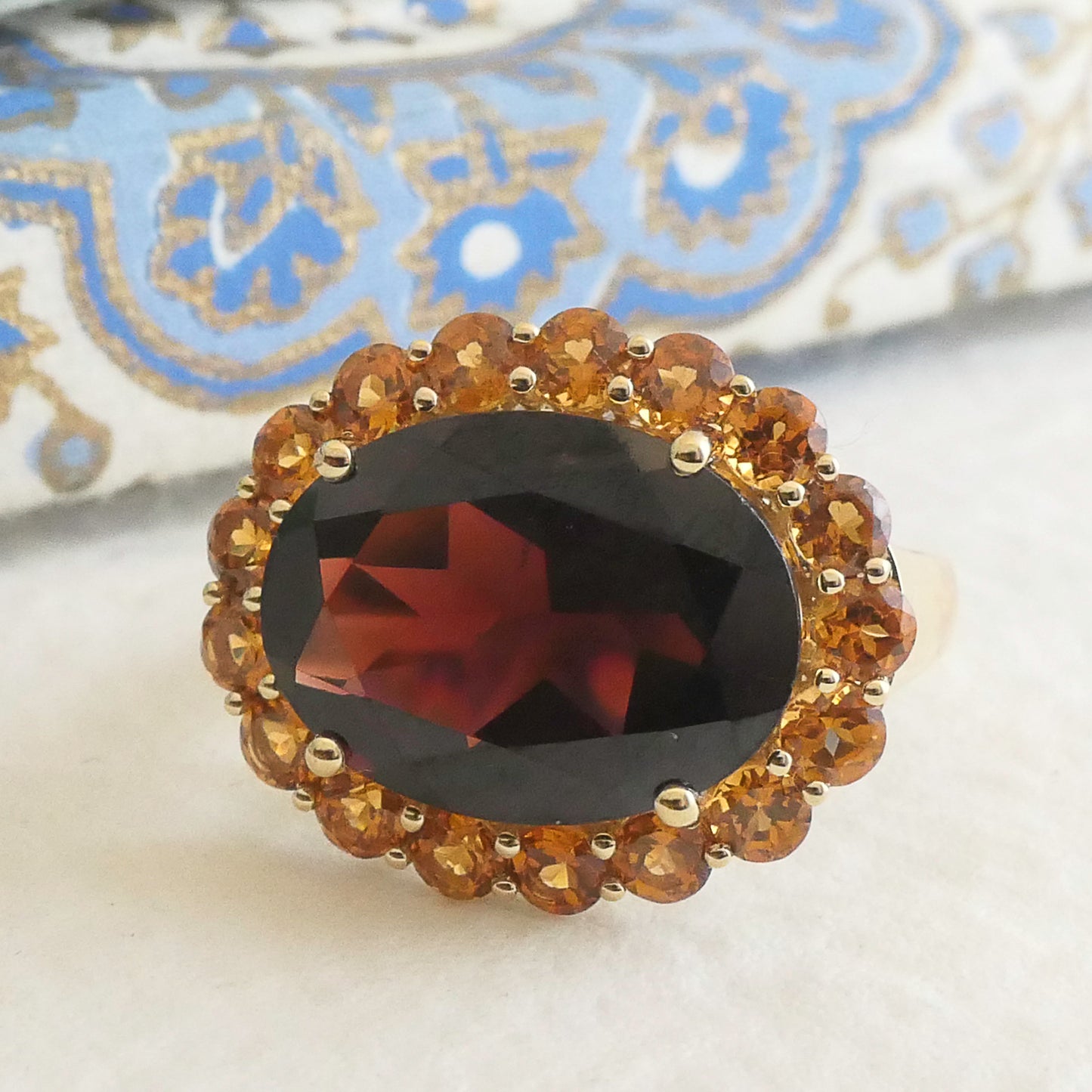 Garnet 14kt Yellow Gold Cocktail Ring - Size 8