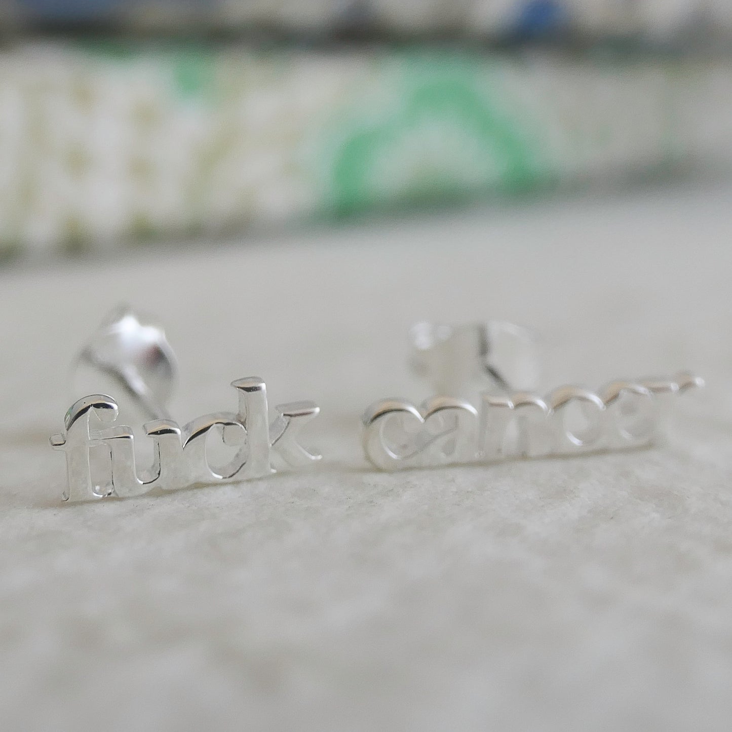 Fuck Cancer Sterling Silver Stud Earrings