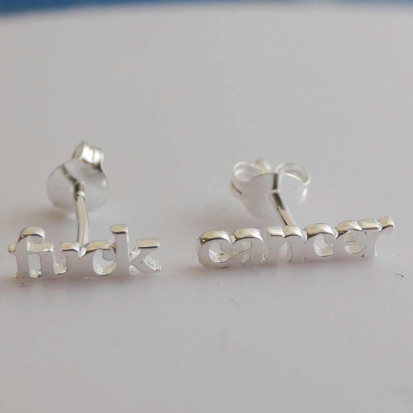 Fuck Cancer Sterling Silver Stud Earrings