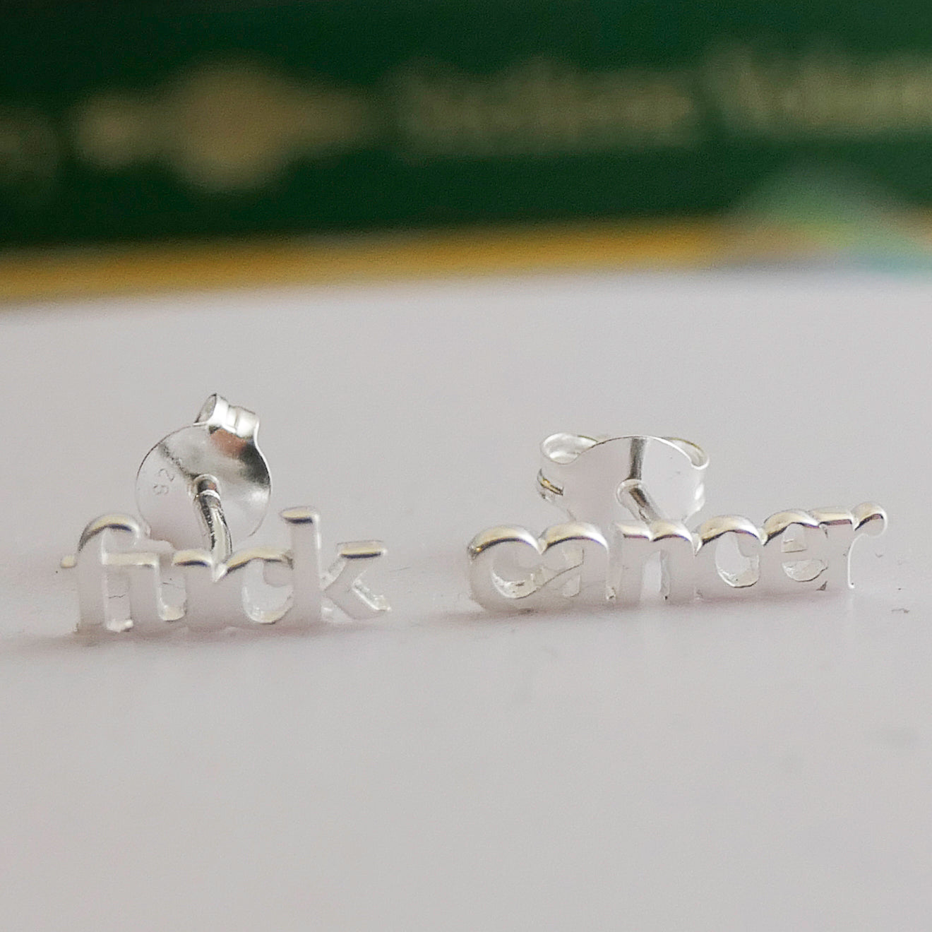 Fuck Cancer Sterling Silver Stud Earrings