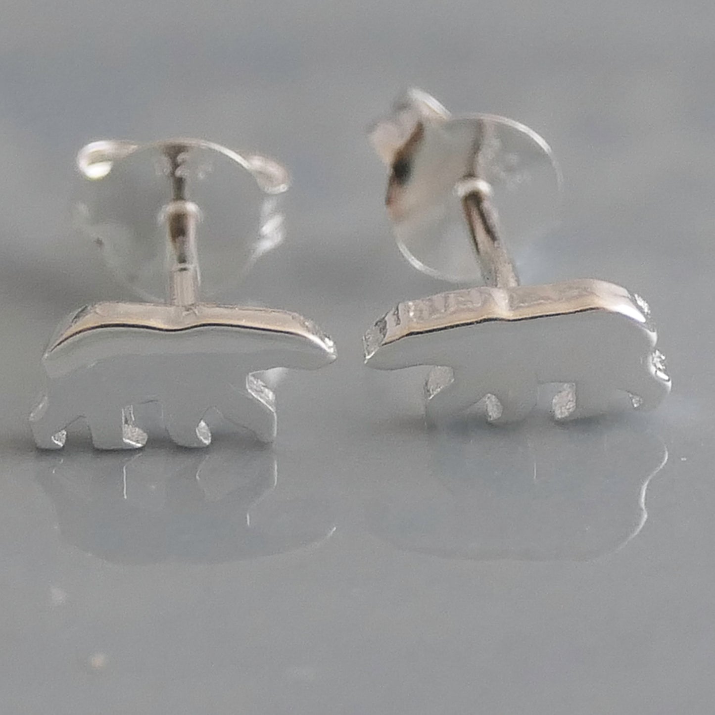 Polar Bear Sterling Silver Stud Earrings