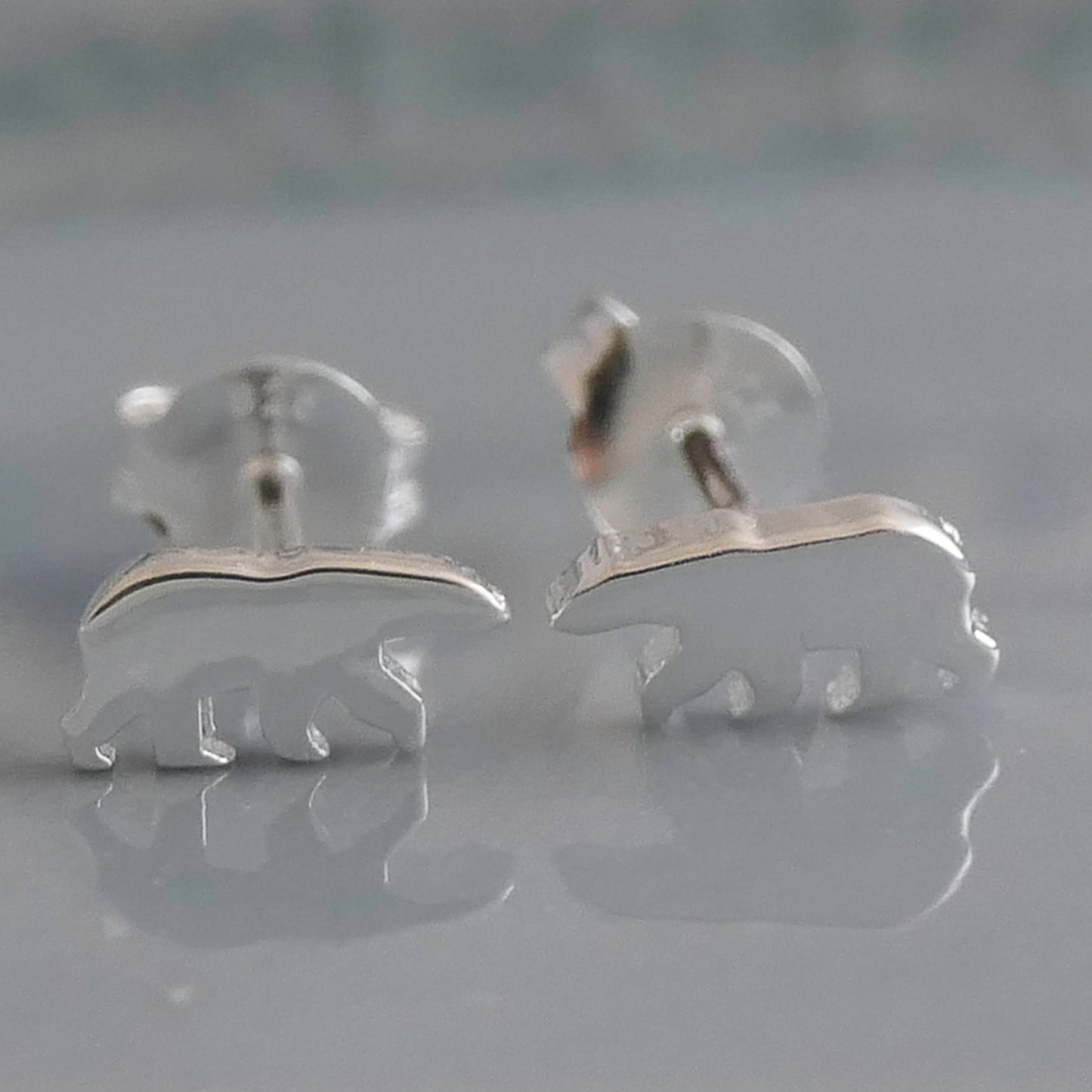 Polar Bear Sterling Silver Stud Earrings