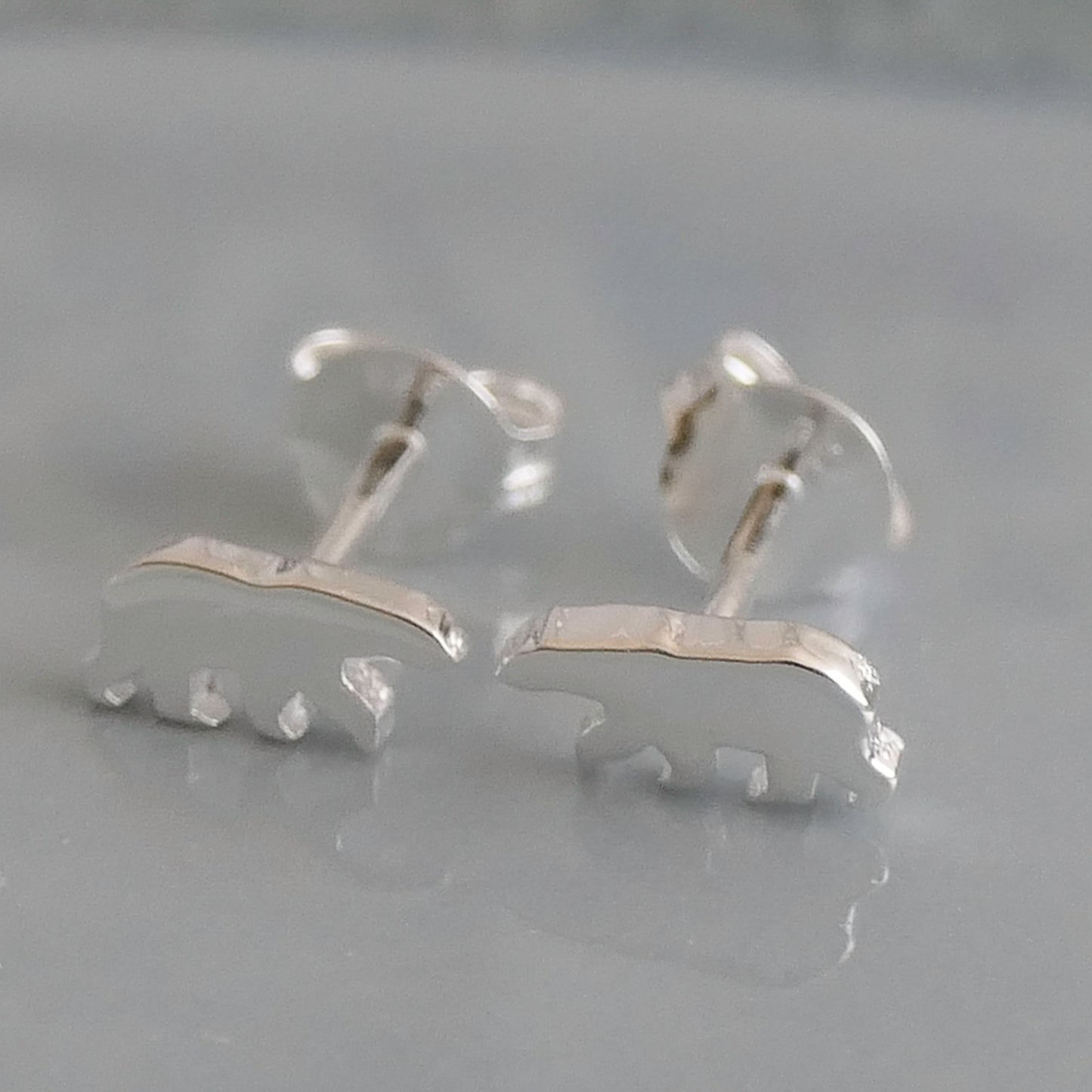 Polar Bear Sterling Silver Stud Earrings