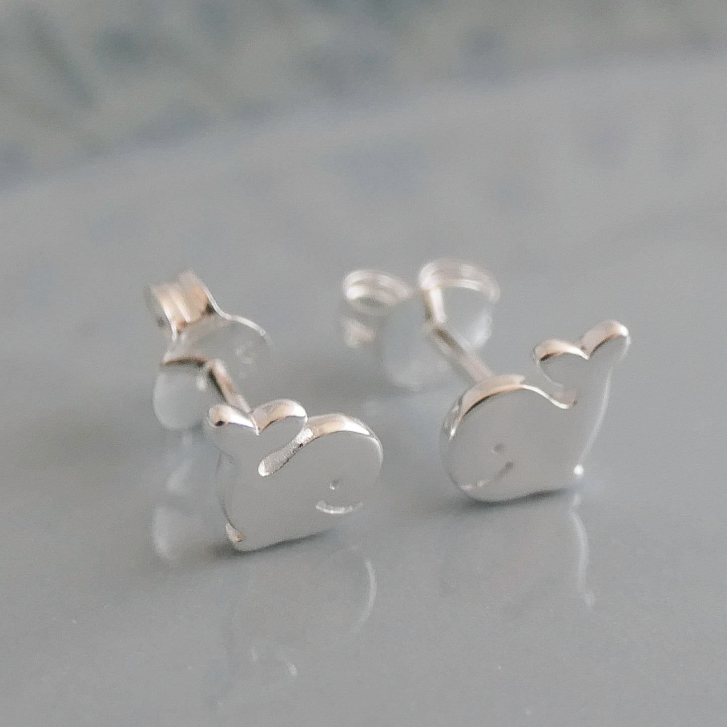 Whale Sterling Silver Stud Earrings