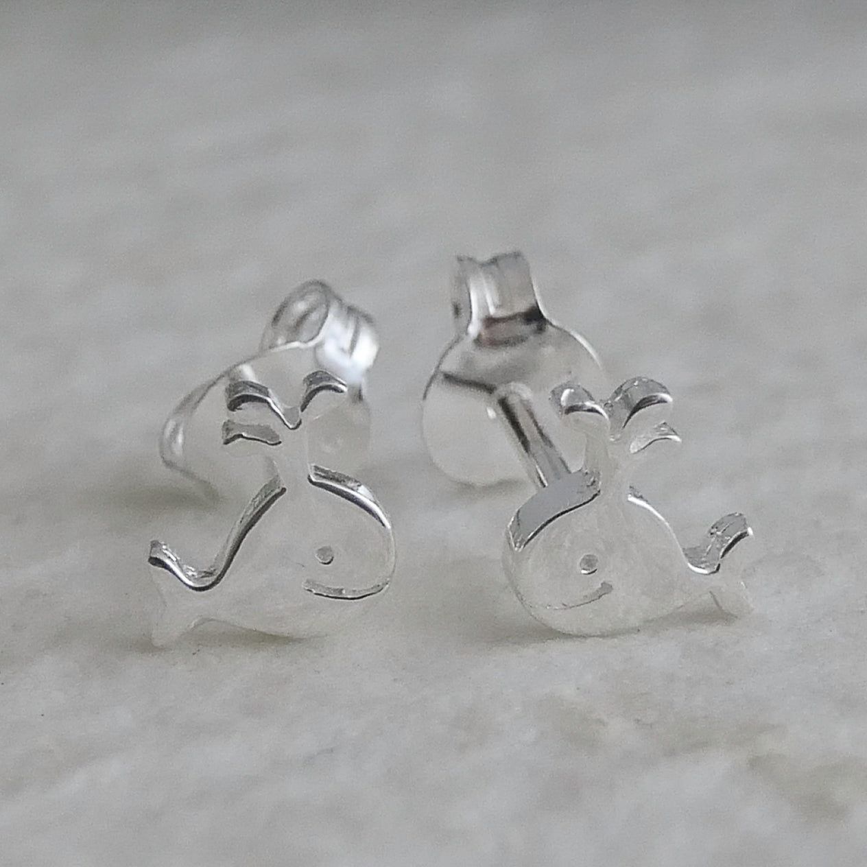 Whale spout Sterling Silver Stud Earrings