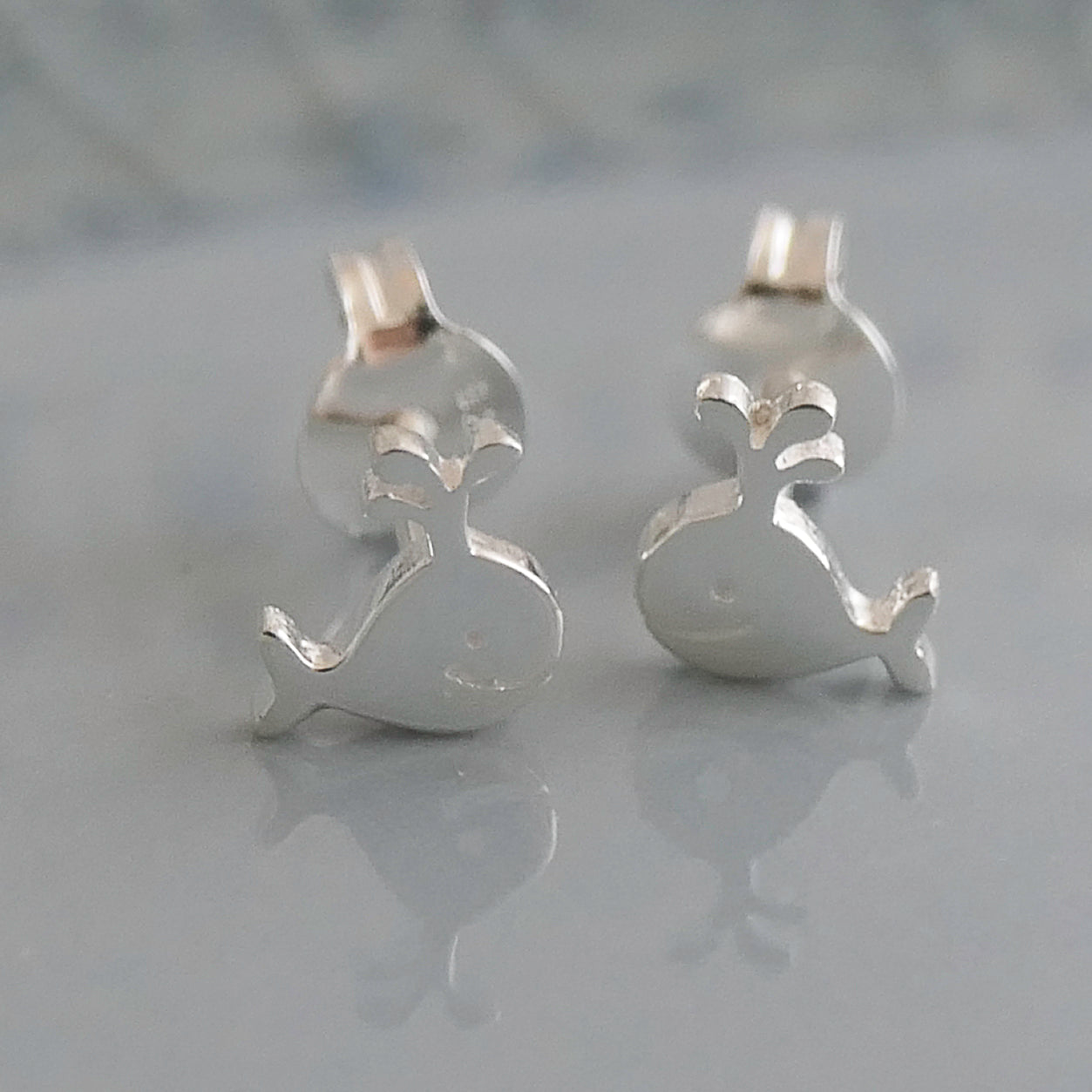 Whale spout Sterling Silver Stud Earrings