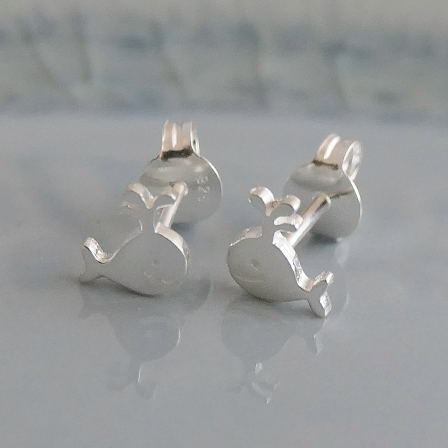 Whale spout Sterling Silver Stud Earrings