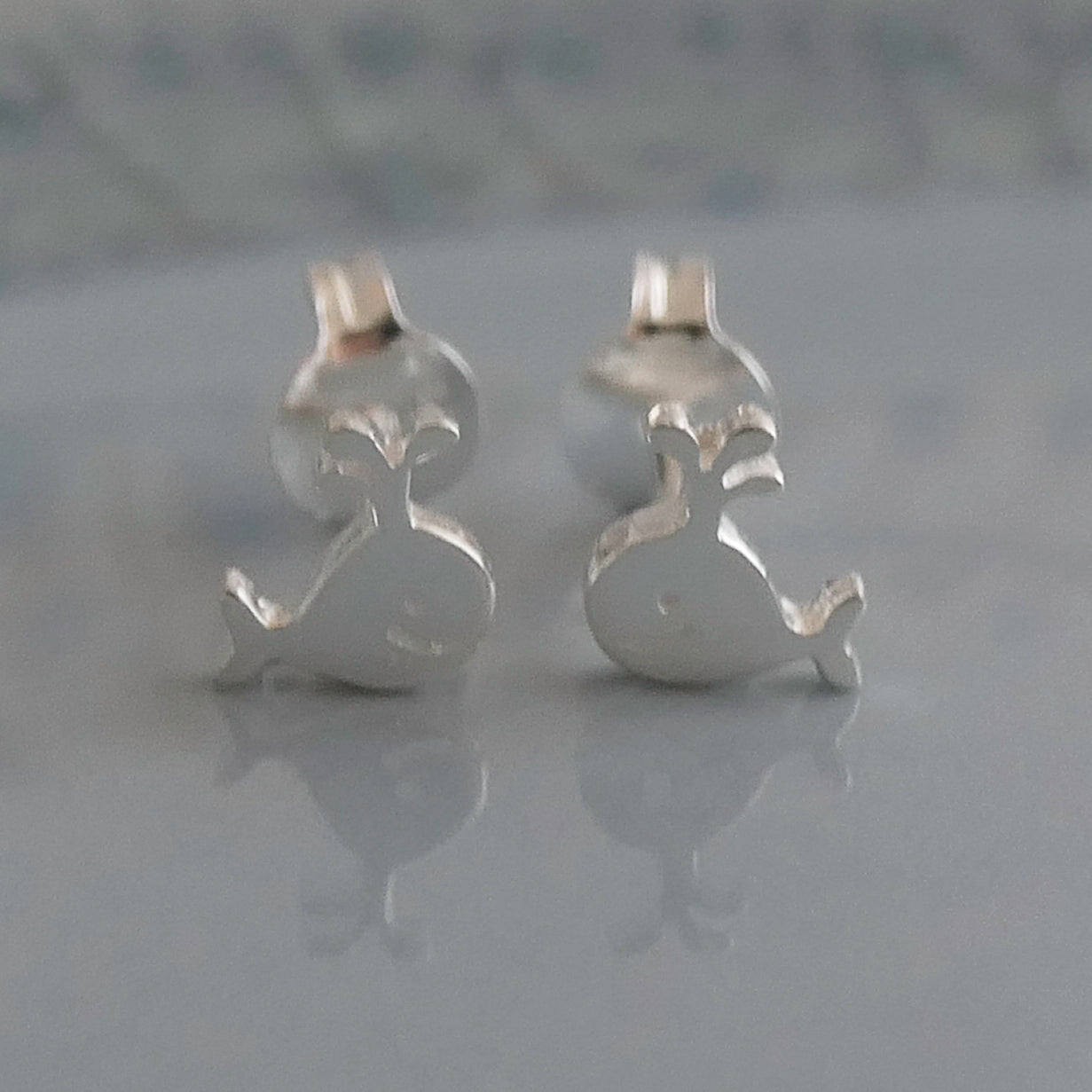 Whale spout Sterling Silver Stud Earrings