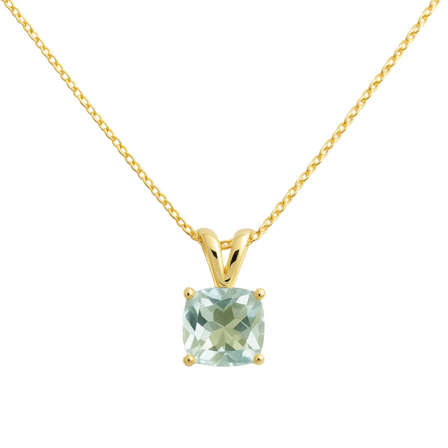Elegant Blue Topaz Necklace – Cushion Cut, Gold Plated Sterling Silver