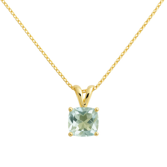 Elegant Blue Topaz Necklace – Cushion Cut, Gold Plated Sterling Silver