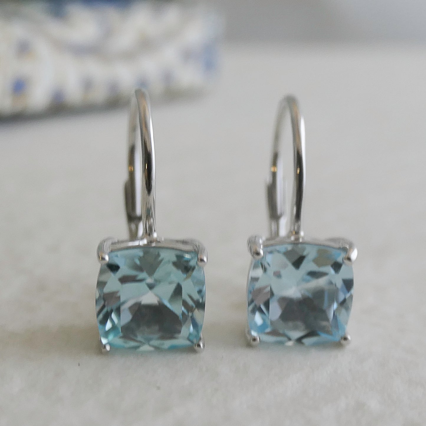 Blue Topaz Sterling Silver Leverback Earrings