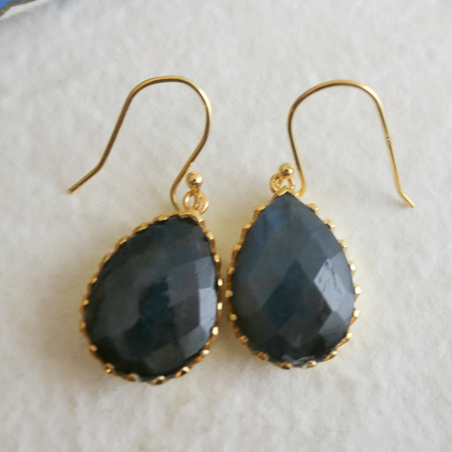 Labradorite 12x16 Vermeil Drop Earrings