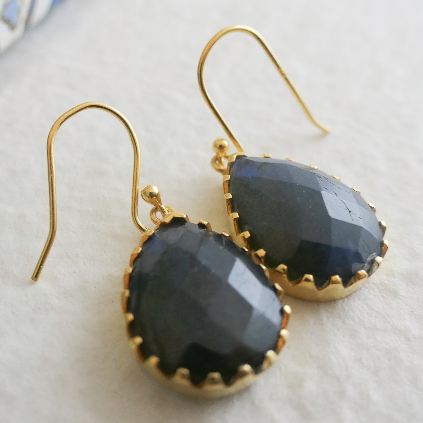 Labradorite 12x16 Vermeil Drop Earrings
