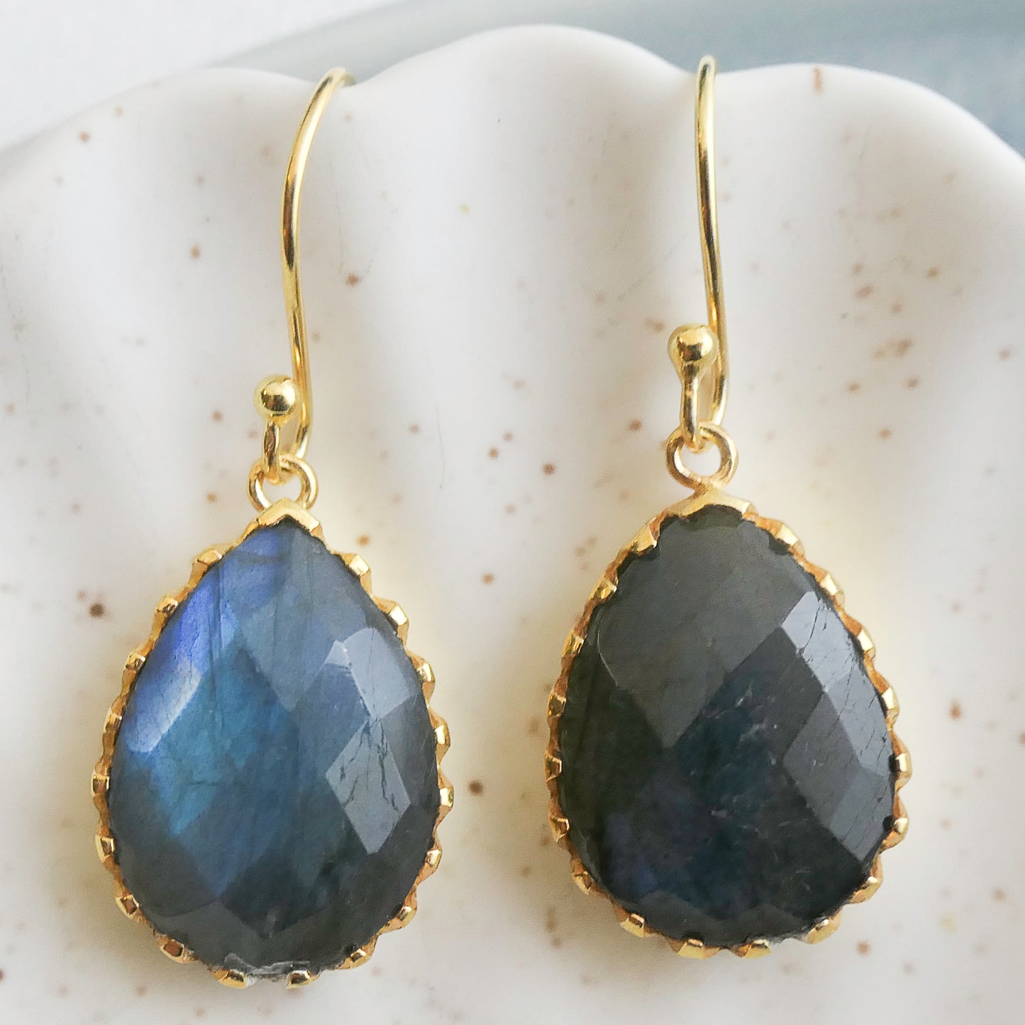 Labradorite 12x16 Vermeil Drop Earrings