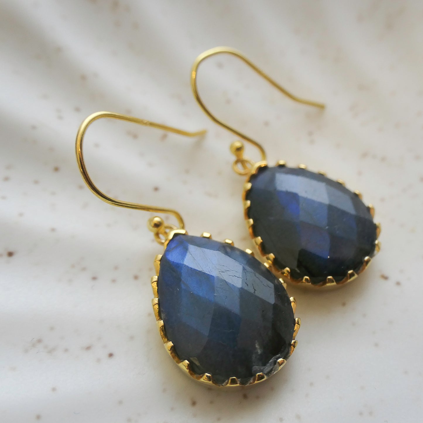 Labradorite 12x16 Vermeil Drop Earrings