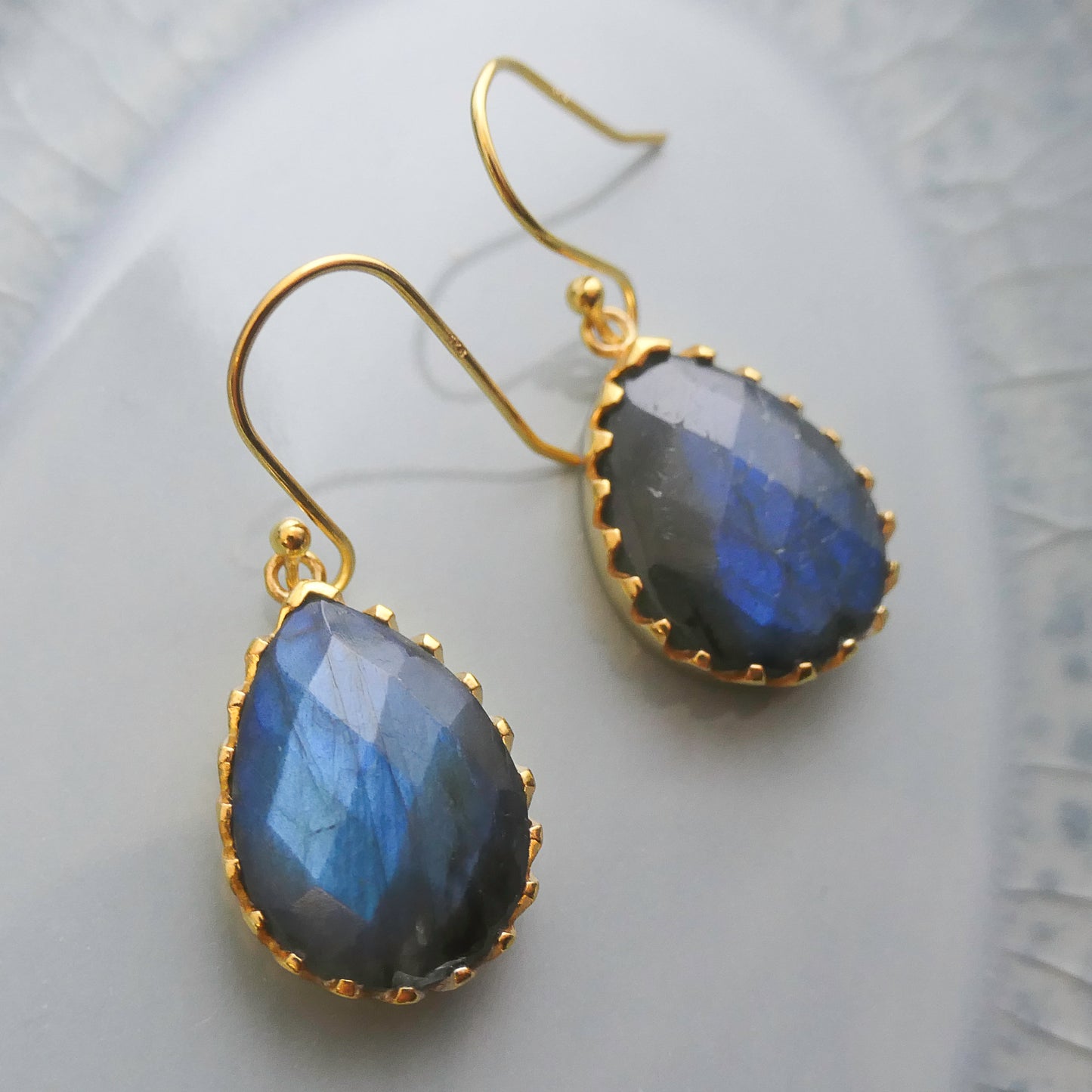 Labradorite 12x16 Vermeil Drop Earrings