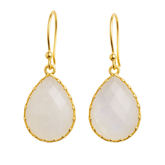 Moonstone 12x16 Vermeil Drop Earrings