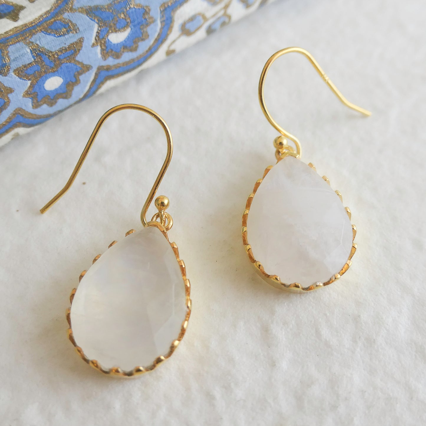 Moonstone 12x16 Vermeil Drop Earrings