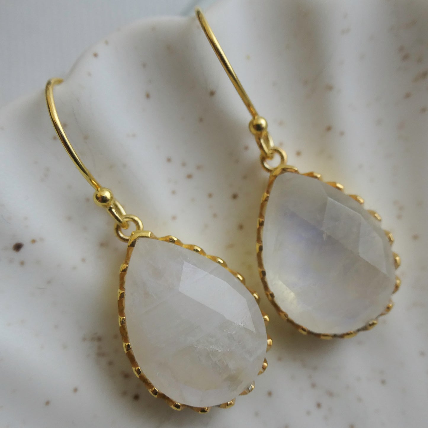 Moonstone 12x16 Vermeil Drop Earrings