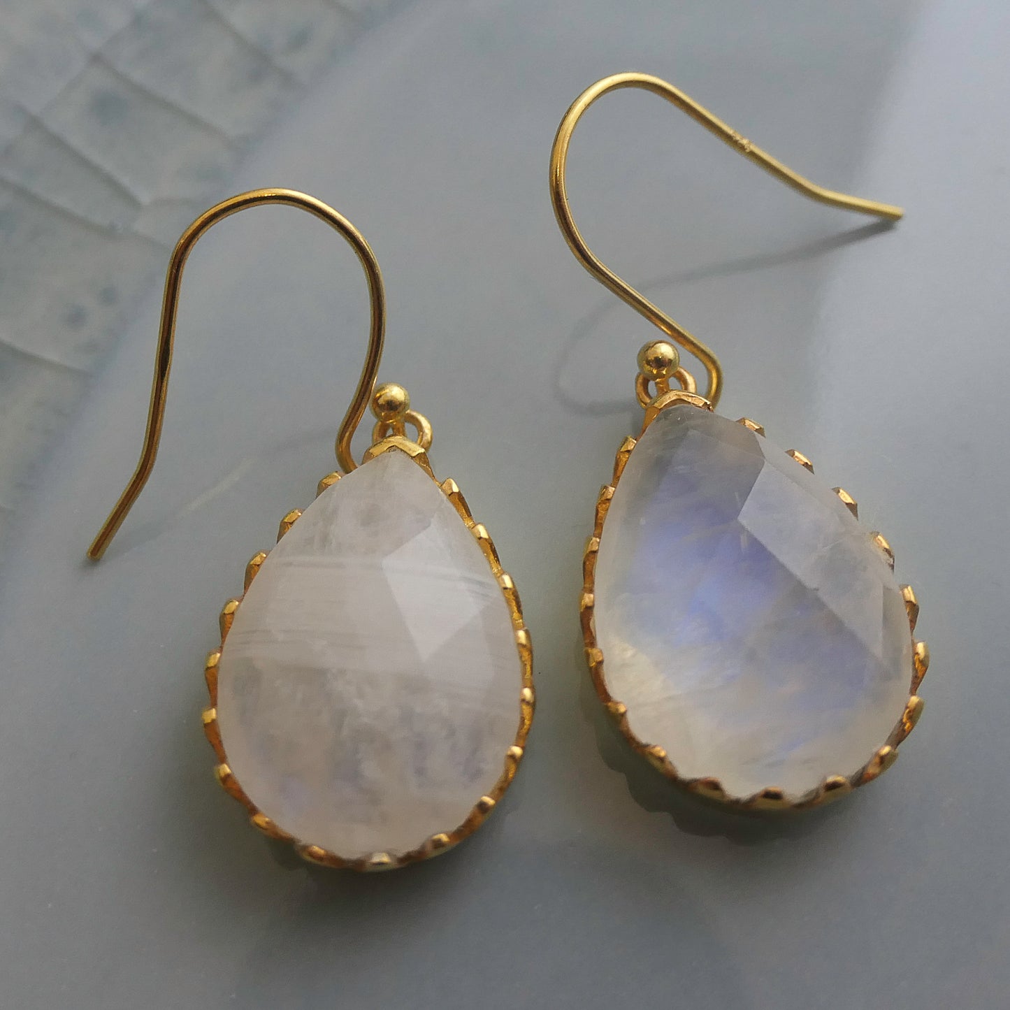 Moonstone 12x16 Vermeil Drop Earrings