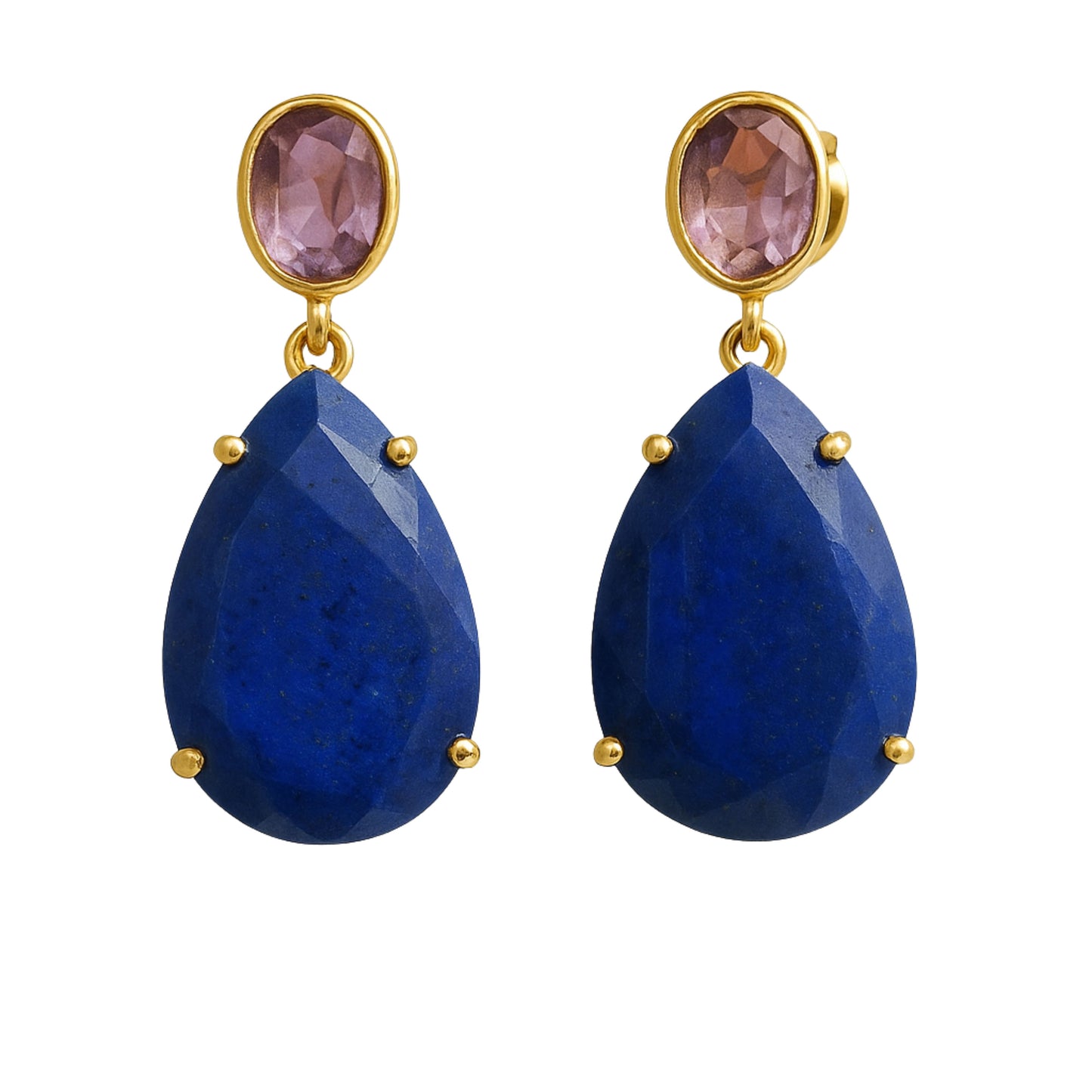 Amethyst and Lapis Lazuli Drop Earrings