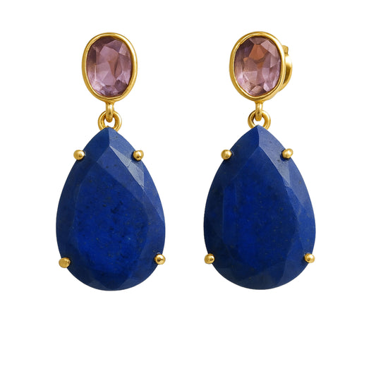 Amethyst and Lapis Lazuli Drop Earrings