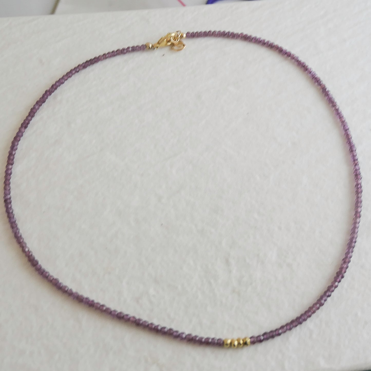 Garnet Natural Gemstone Beaded Necklace 16.5 inches with one inch extender