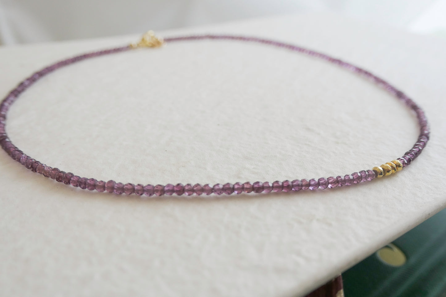 Garnet Natural Gemstone Beaded Necklace 16.5 inches with one inch extender