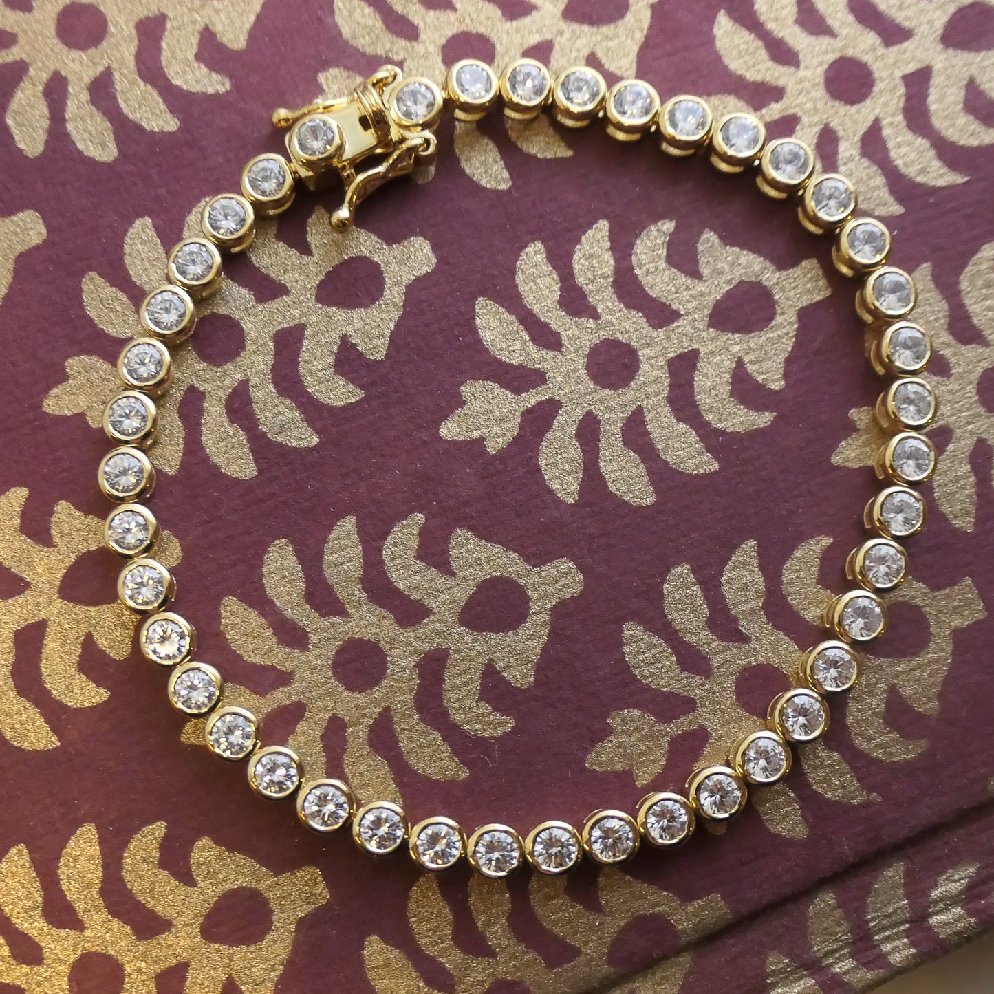 Tennis Bracelet with Zircon in Gold Plated Sterling Silver - 7 inches
