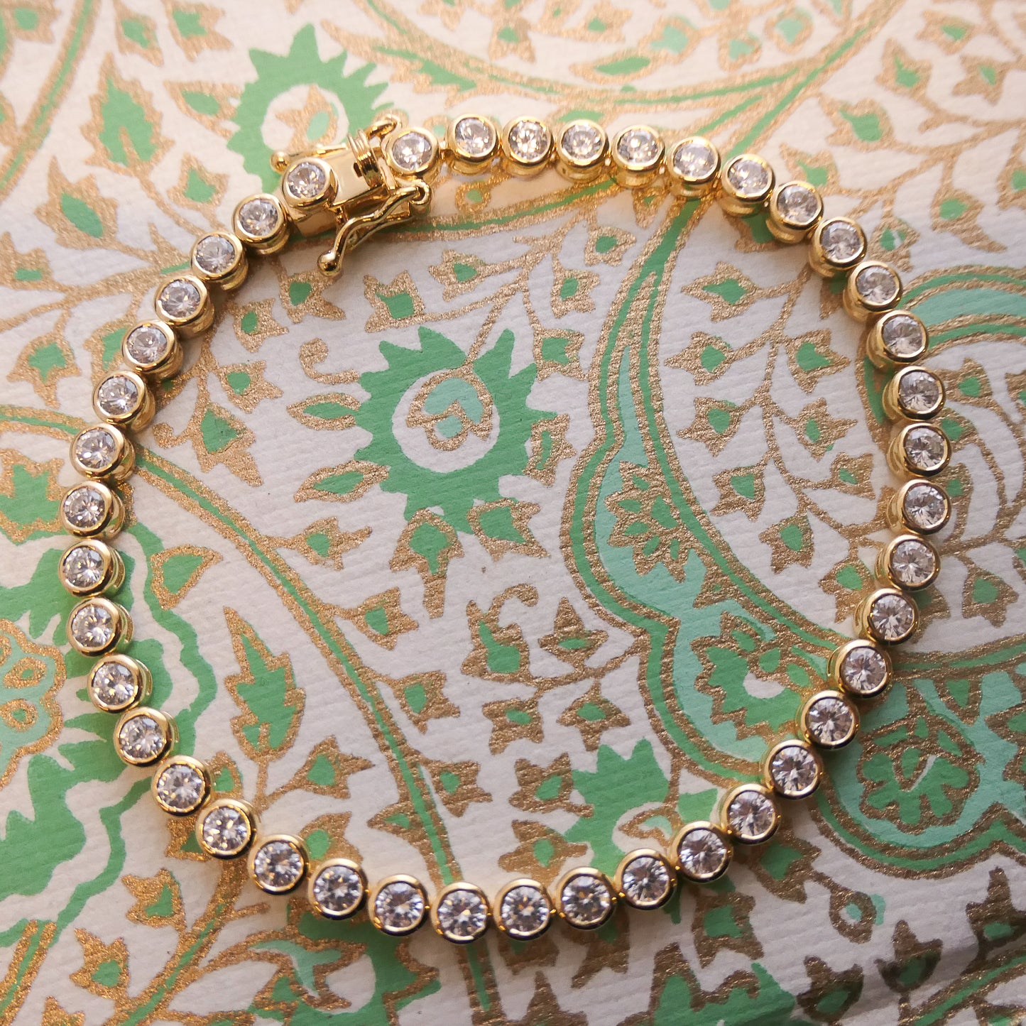 Tennis Bracelet with Zircon in Gold Plated Sterling Silver - 7 inches