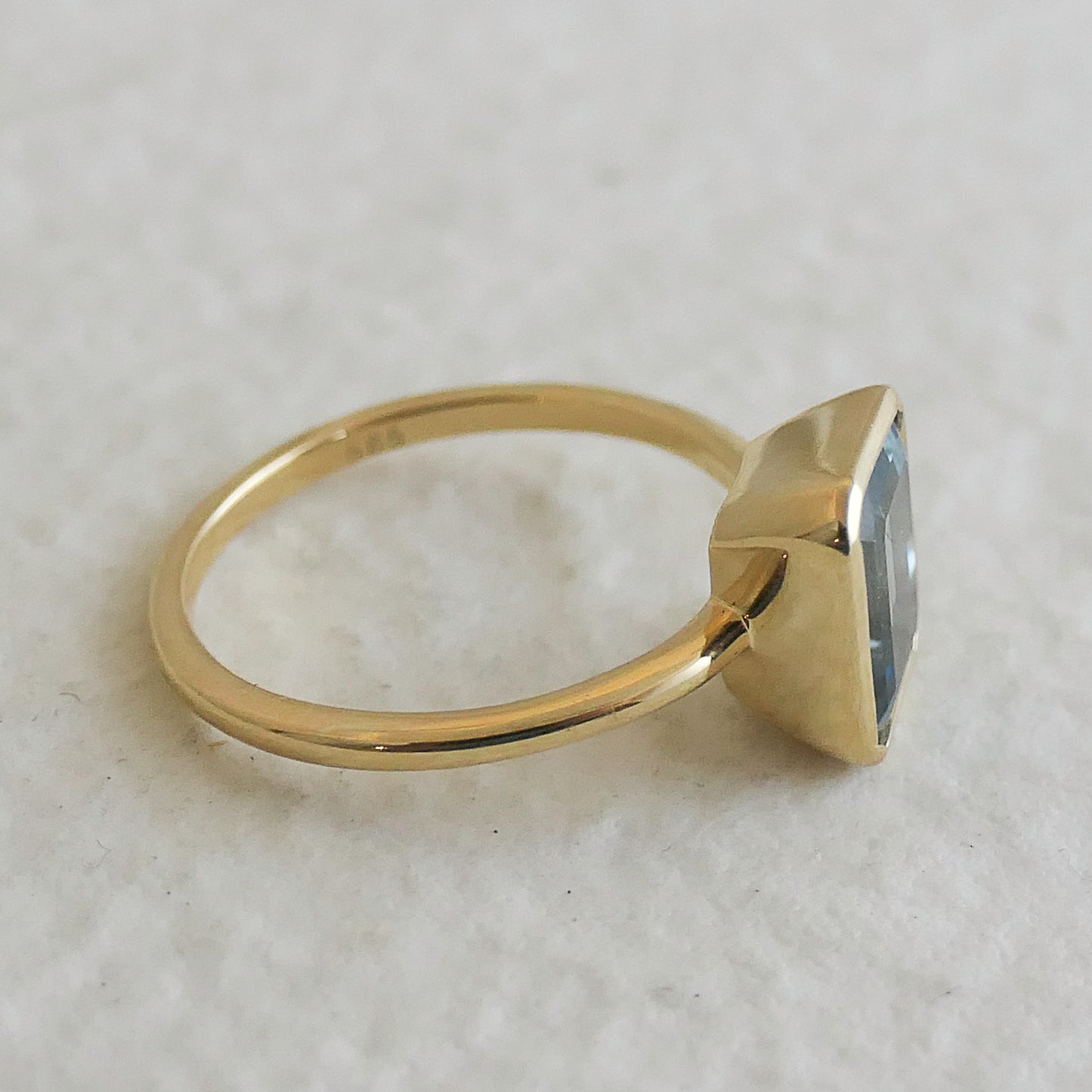 Emerald cut Aquamarine 14kt Gold Ring - Size 7