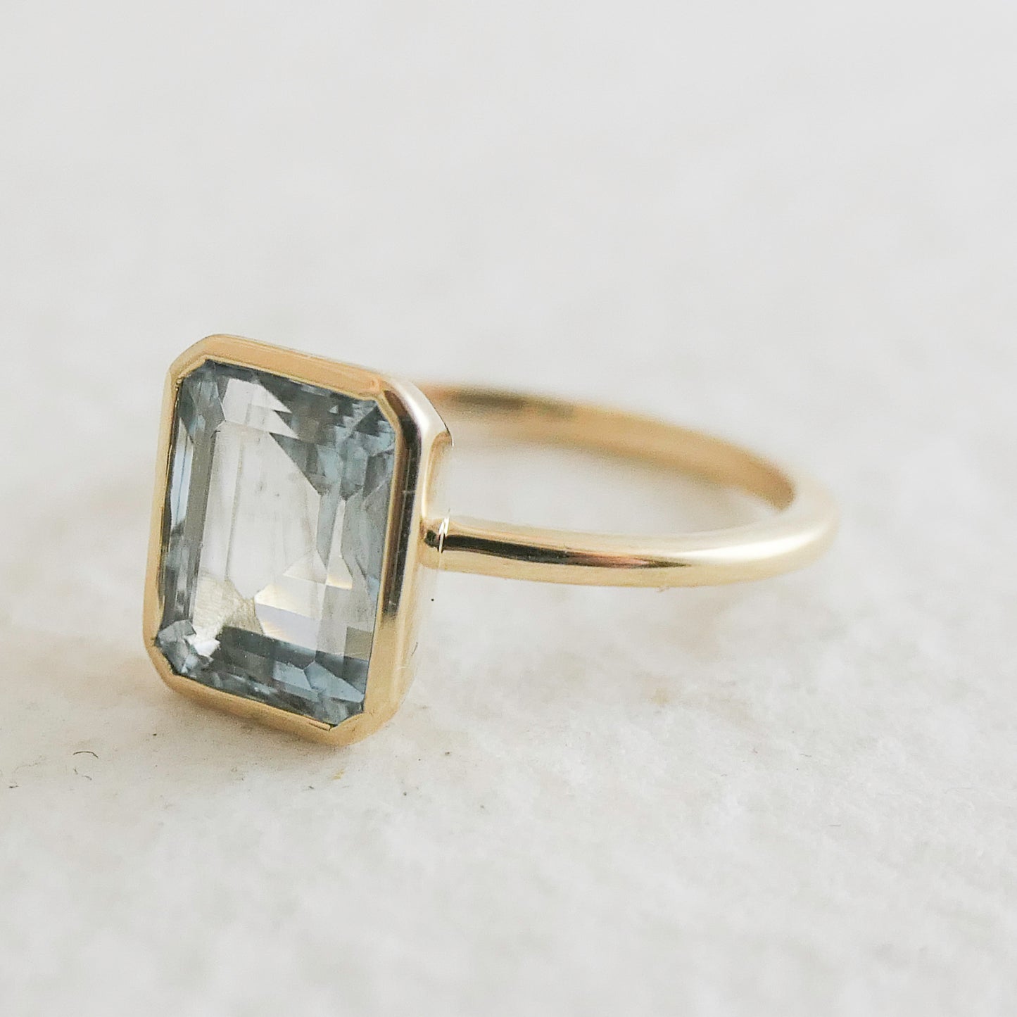 Emerald cut Aquamarine 14kt Gold Ring - Size 7