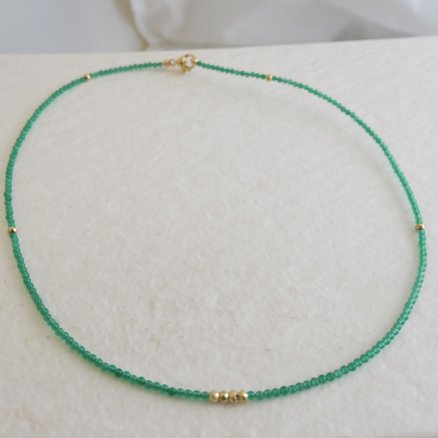 Green Chalcedony Natural Gemstone Beaded Necklace 17 inches