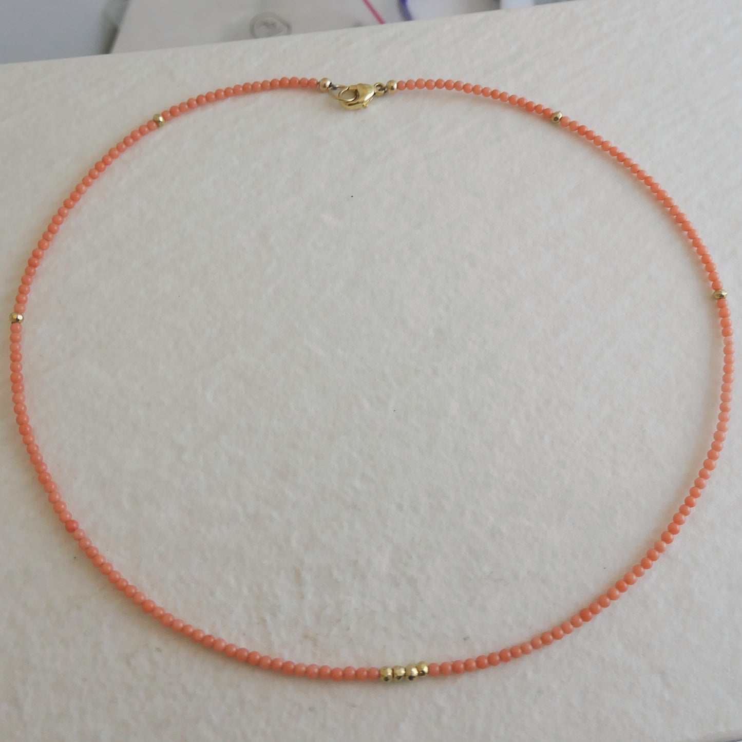 Coral Natural Gemstone Beaded Necklace 17 inches
