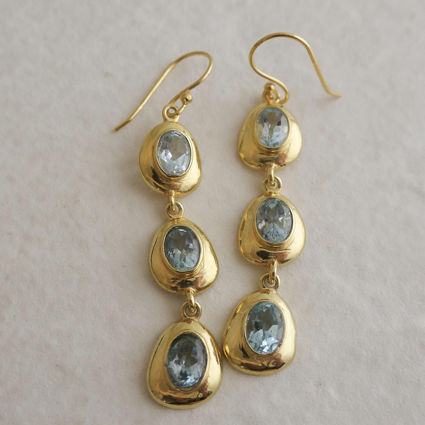 Blue Topaz Long Drop Earrings