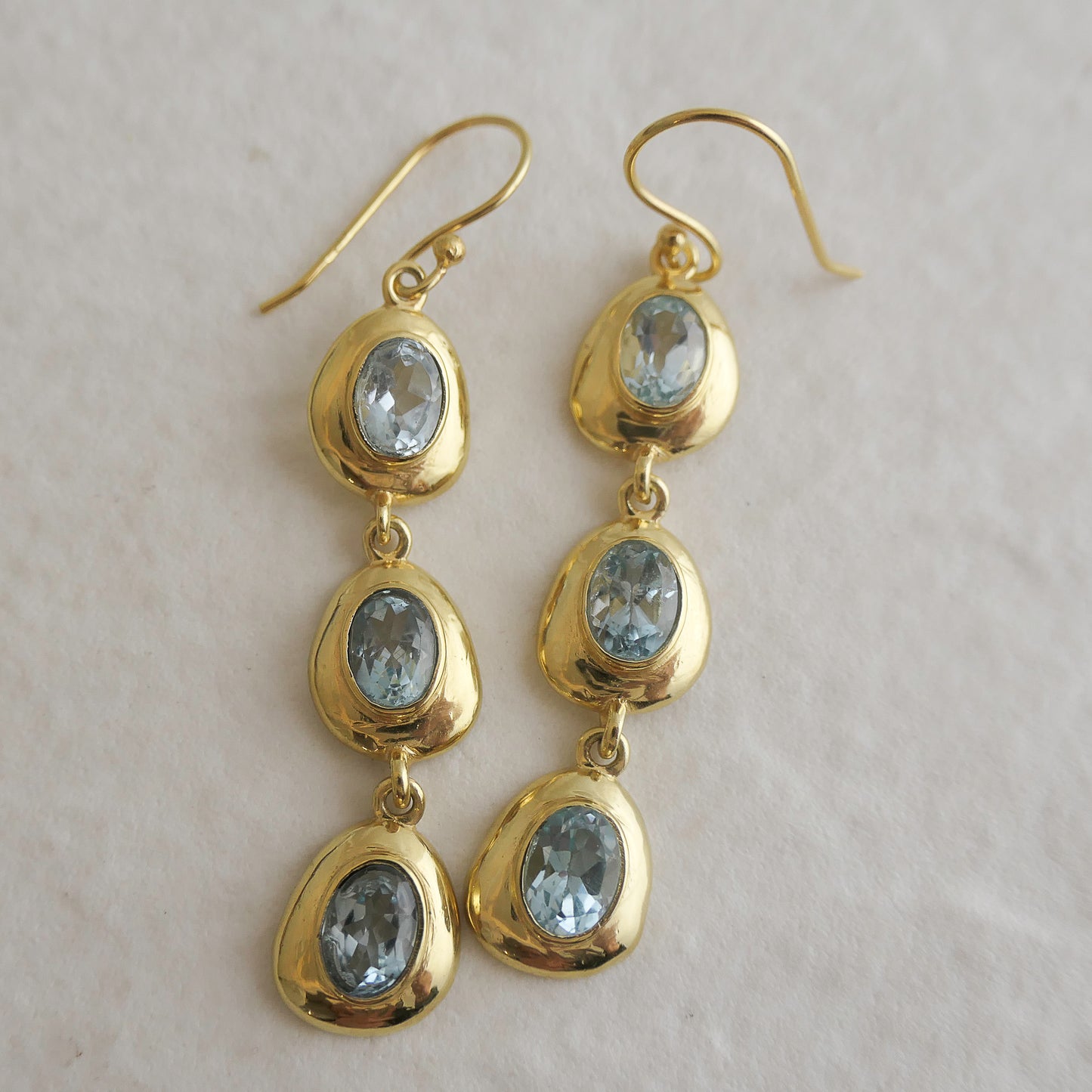 Blue Topaz Long Drop Earrings